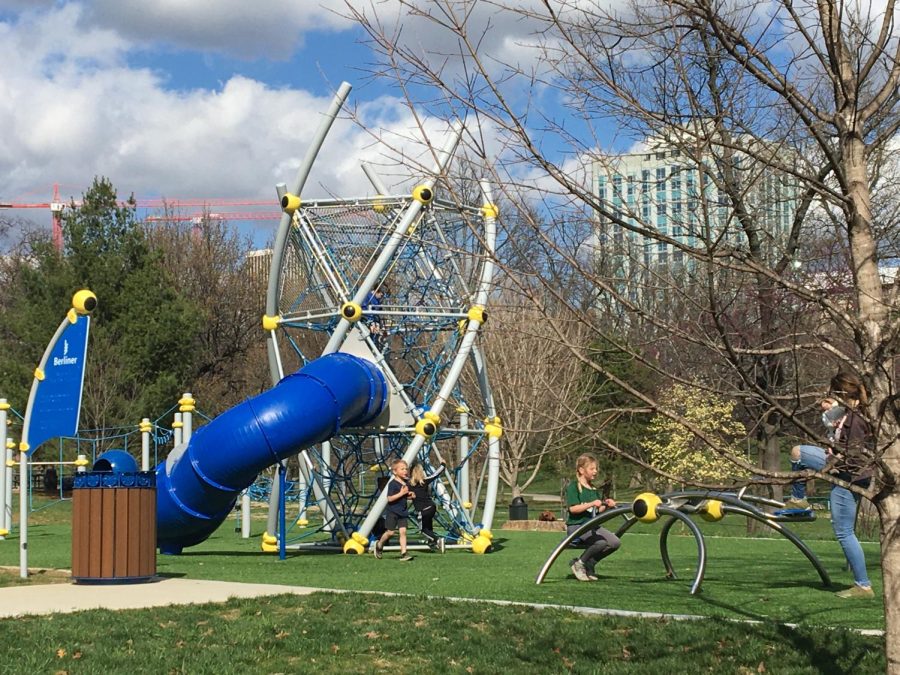 Children enjoy the larger playground