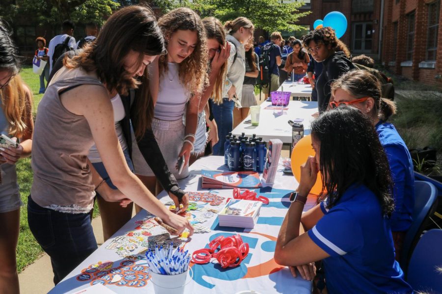 CHS students gather around a table representing the All-in Coalition which is currently helping prevent drug and alcohol abuse with CHS students. 