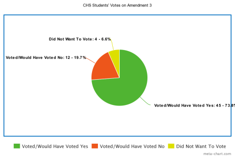 A chart displaying the percentages of CHS students who voted yes or no, or did not vote.