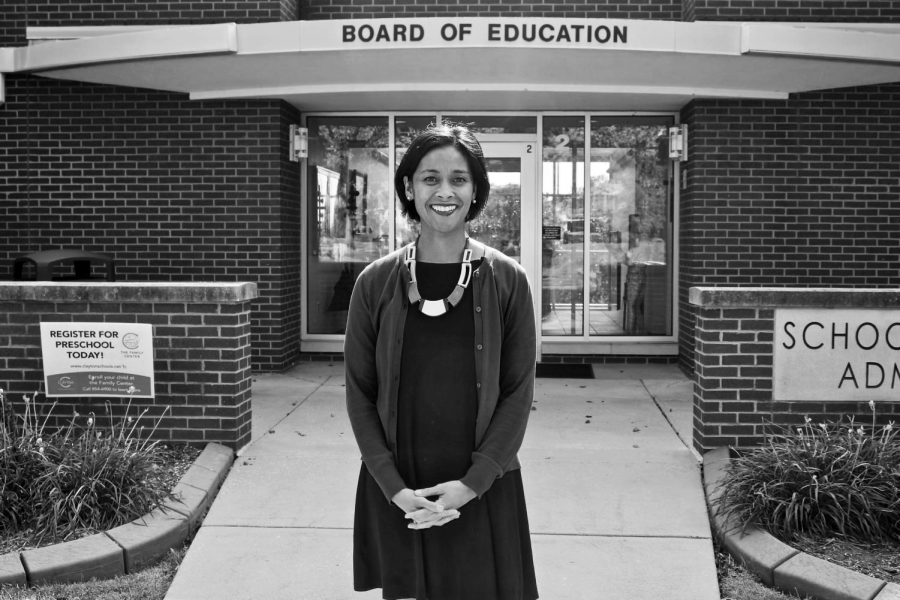 Assistant Superintendent  of Student Services, Robyn Weins outside the School District of Clayton Admin Building. As a part of her job, Weins deals with foster students and other students with specialized  needs.