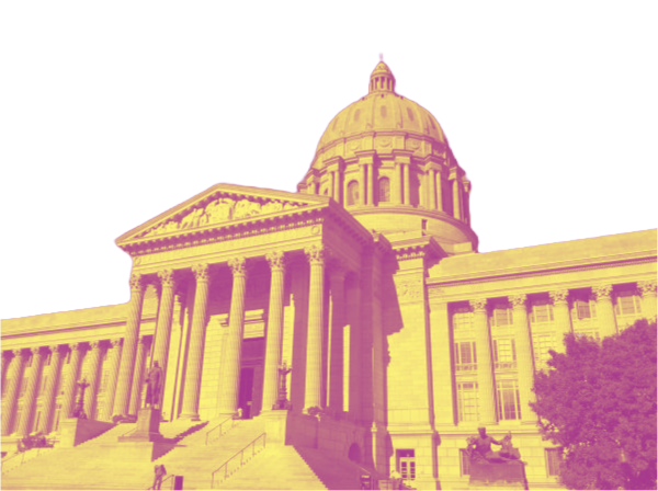 Photo of Missouris capital building in Jefferson County. Edited using Adobe Express.