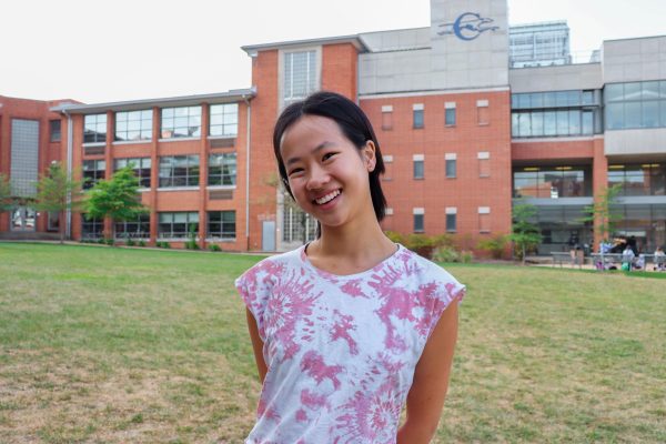 JiaLi Deck smiles in the quad