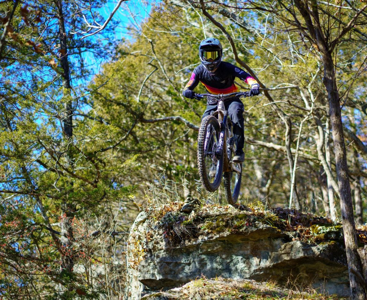 Senior Henry Bueno makes a jump at Bluff View Park in Eureka.