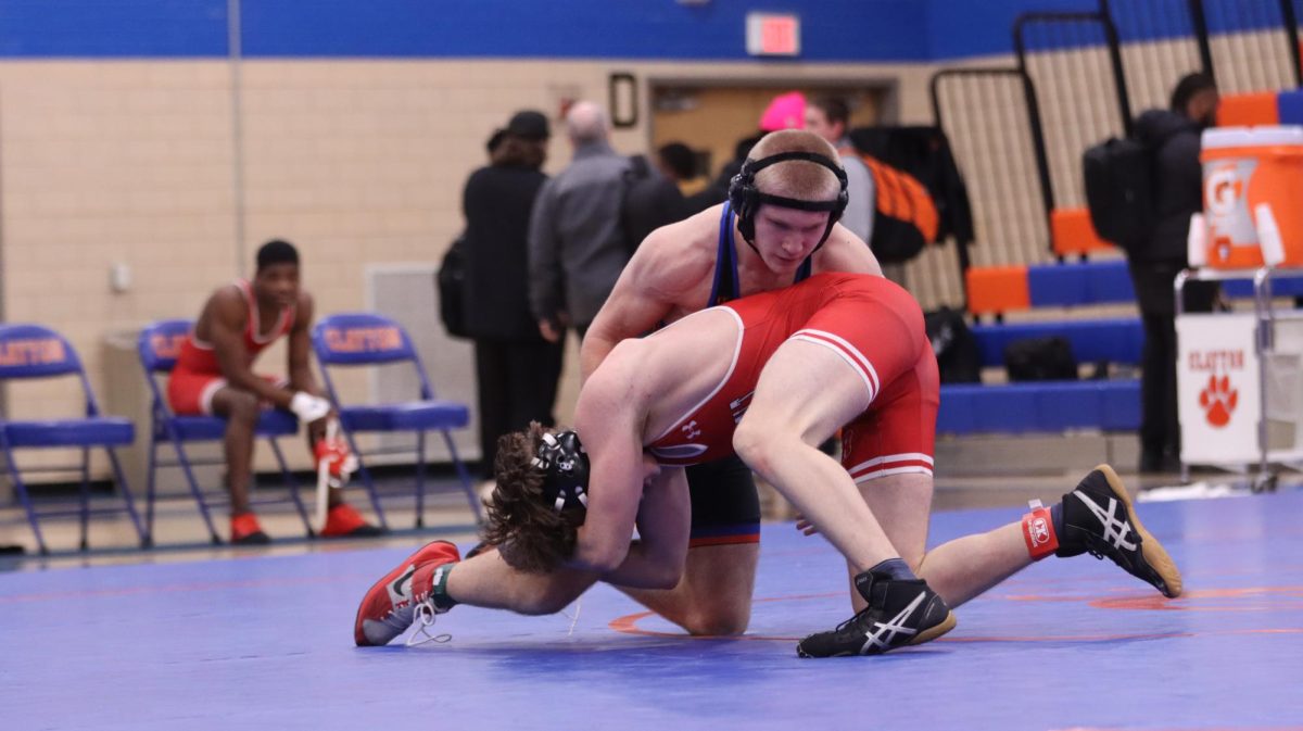 Freshman Charlie Cheatham in his match against Roosevelt High School Jan. 16.