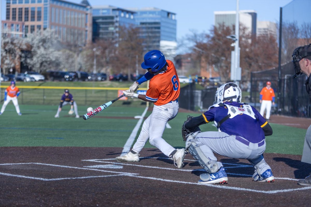 Senior Zach Adams is up to bat at boys baseball practice on Thursday, March 27.