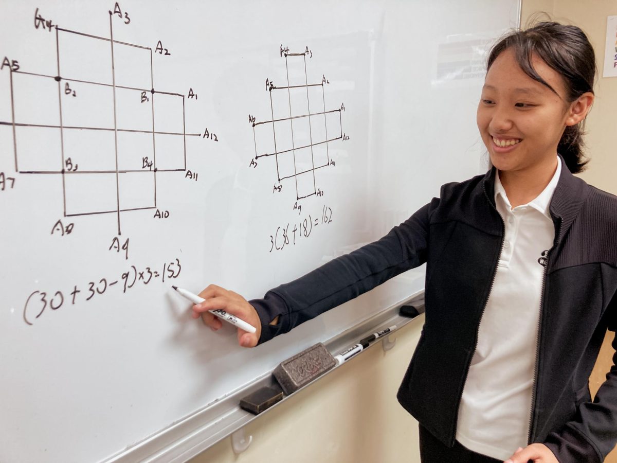 Junior Rachel Chen explains her solution to what she considers one of the most fun AIME problems. The problem asks for the number of rectangles that can be formed inside a fixed regular dodecagon, where each side of the rectangle lies on either a side or a diagonal of the dodecagon.