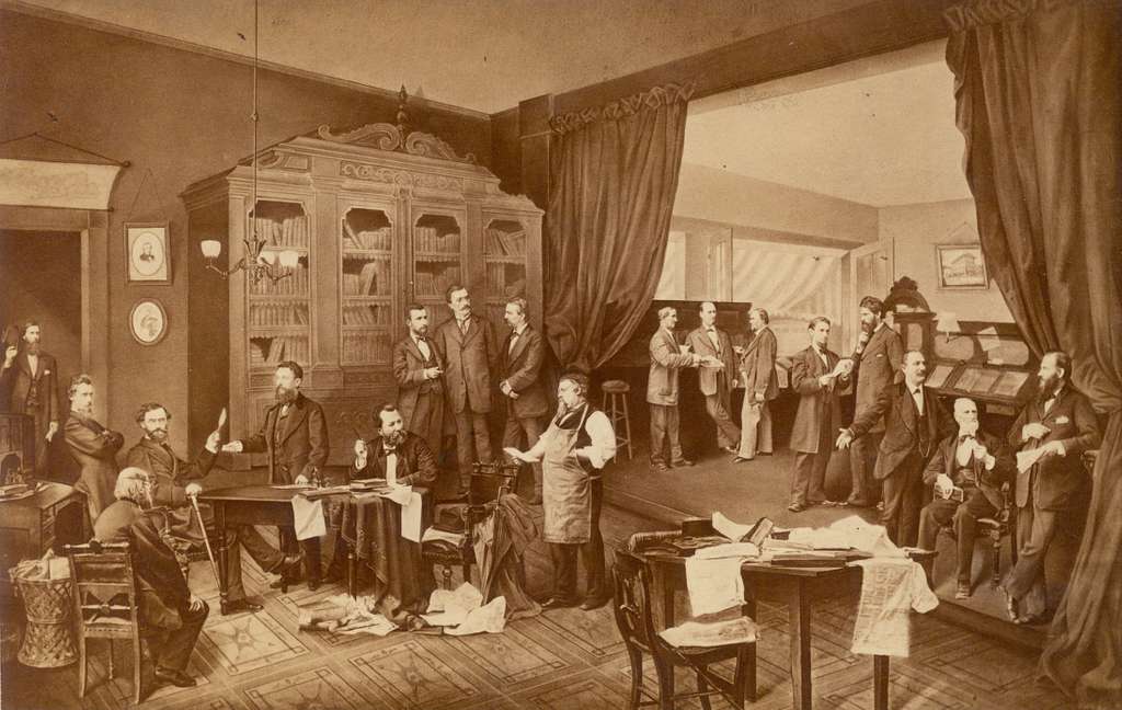 A 1910 illustration of the editorial room for the German-American newspaper Westliche Post, which was once been the most popular newspaper in Missouri. Most people in recent immigrant communities no longer readily access American news sources that are tailored to their needs and cultural differences. 