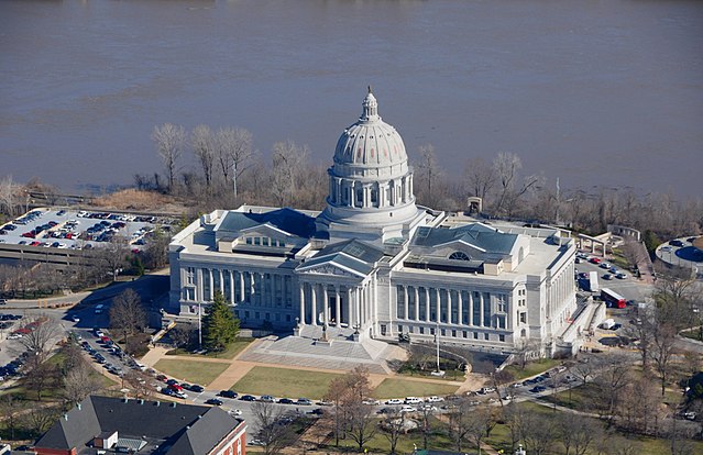 Aerial photograph of the Missouri State Capitol Building.