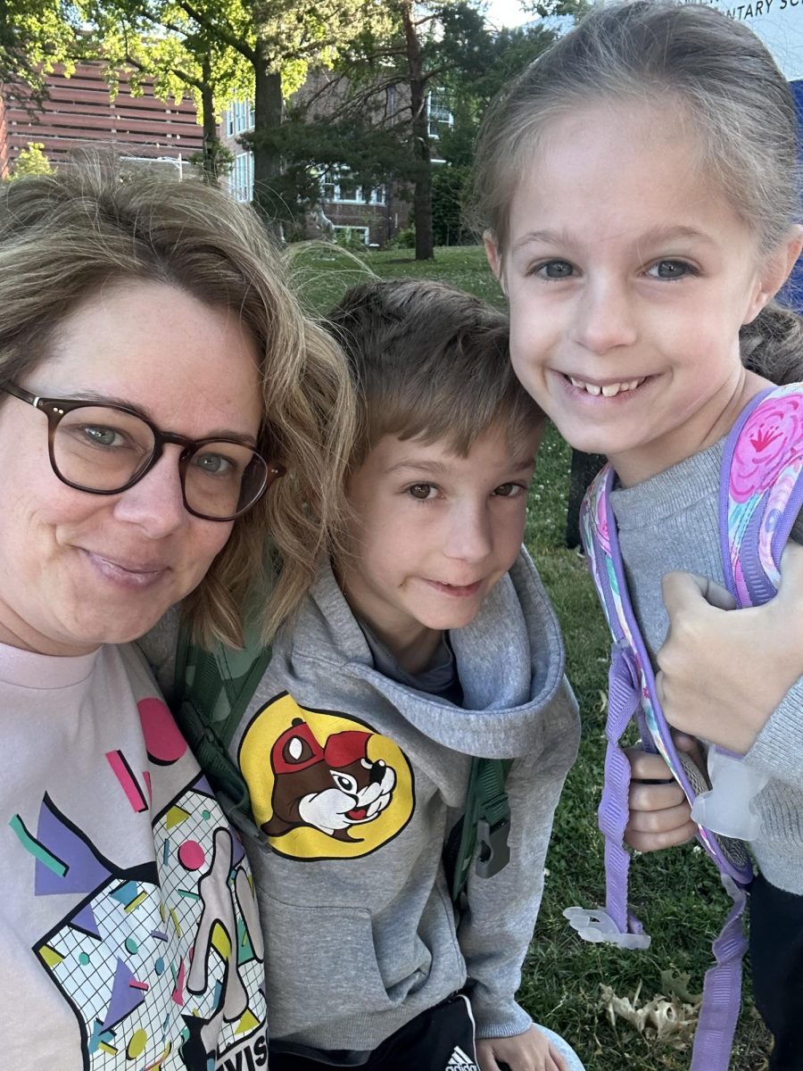 Dr. Laurel Compton dropped off her kids at Meramec Elementary on the first day back to school, following the storm.