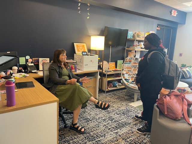 “I knew I wanted to help people, and I was felt like I wasn't achieving that goal at the job I had before here. I knew I liked high schoolers, teenagers, and that was like an age that I felt connected with and that I really could make a difference [with]. So I started looking at school social worker jobs, and I found this program that was brand new through friends I had that worked at Clayton. The Wellness Center was going to open and they were looking for staff. I was forwarded the posting, and I applied. I learned how amazing the space could be, the staff was going to be, and how much faith the school had in building a positive school climate [for]  mental wellness, all these things related to school and mental health that I was like, ‘Yes, this sounds like right up my alley’.”
-Grace Sullentrop, Wellness Outreach Specialist