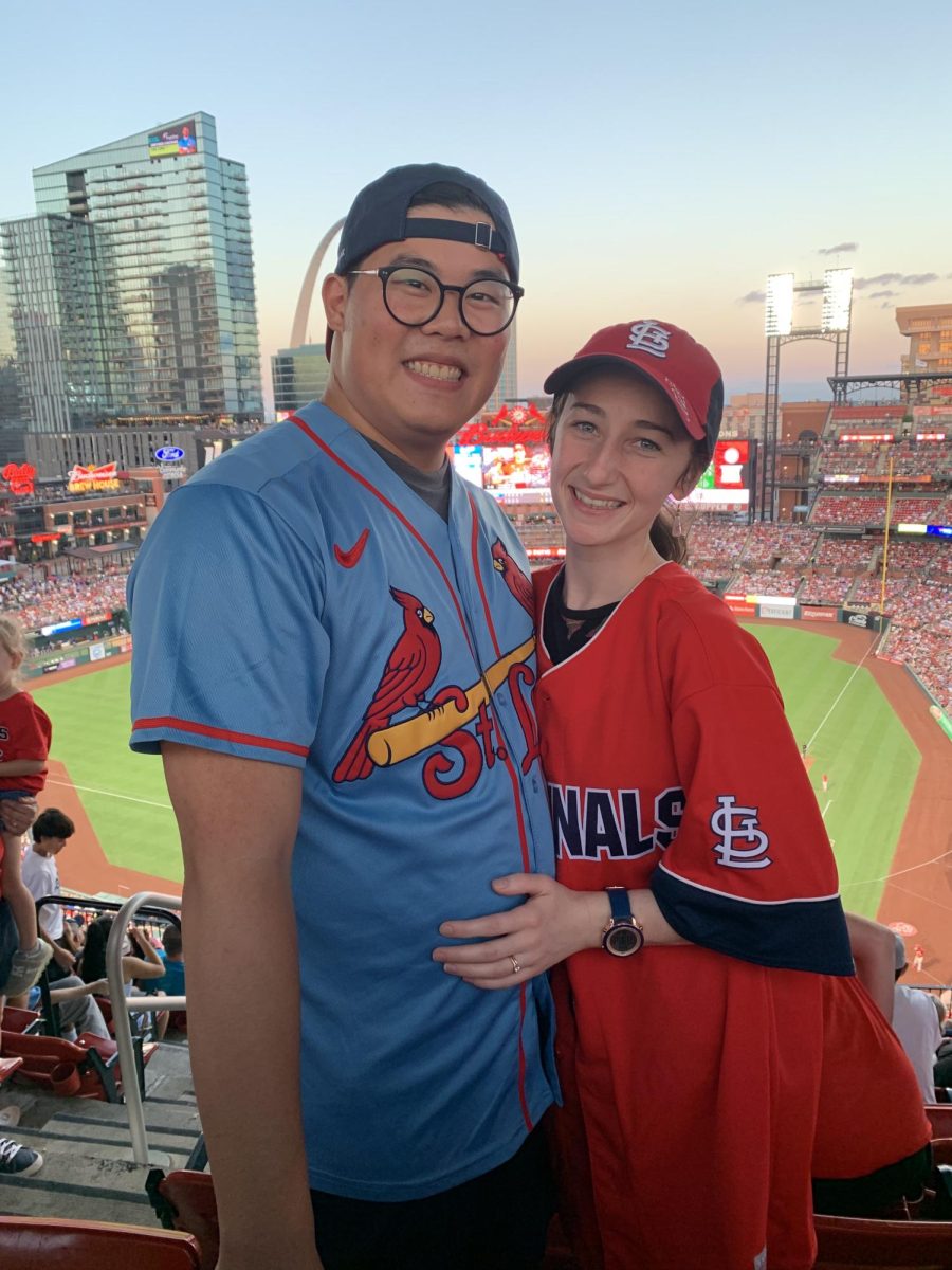 Business teacher Jim Maddock and sophomore Hannah Maddock at the Cardinal's game September 30, 2025 for the season ending game.