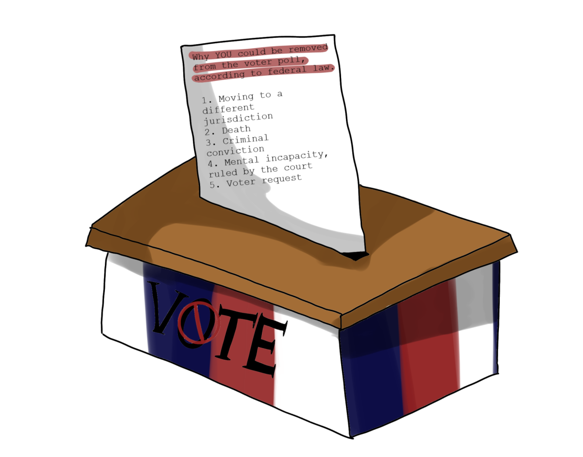 A ballot box with common reasons a voter may get rejected at the voting booth.