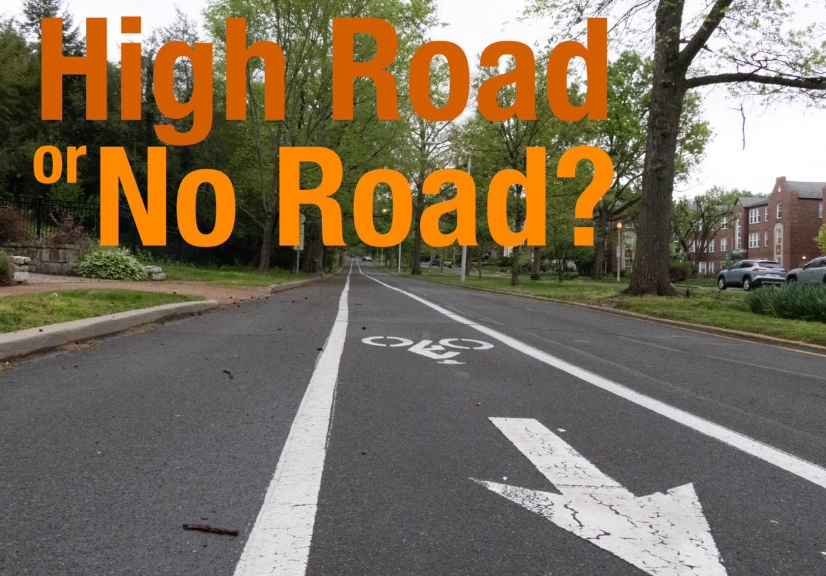 A bike lane on Wydown Boulevard brings two-wheeled infrastructure to one of Clayton's most tree-lined streets.