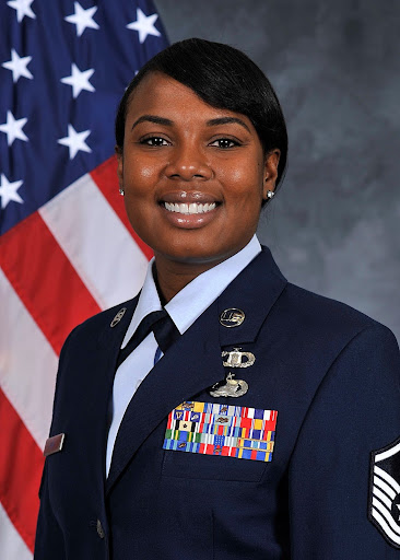 Substitute Teacher Kaishla Davie shares her official U.S. Air Force photograph to show how proud she is to serve her country. She inspired her to enlist after high school. “I thank my parents every day for opening my eyes to the world of the military; it was what inspired me to join and that changed my life for the better,” said Davie. (Photo Courtesy of Kaishla Davie)
