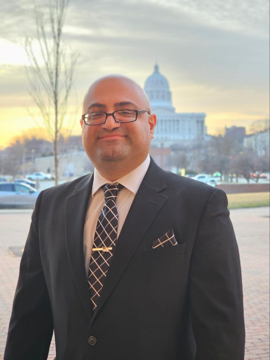 Foreign Policy specialist Boris Abadzhyan outside the Capitol Building in Jefferson City